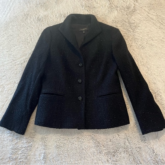 Talbots Blazer Jacket Tweed Wool Classy Elegant Shimmer Sparkly Steampunk 6P - Picture 1 of 11